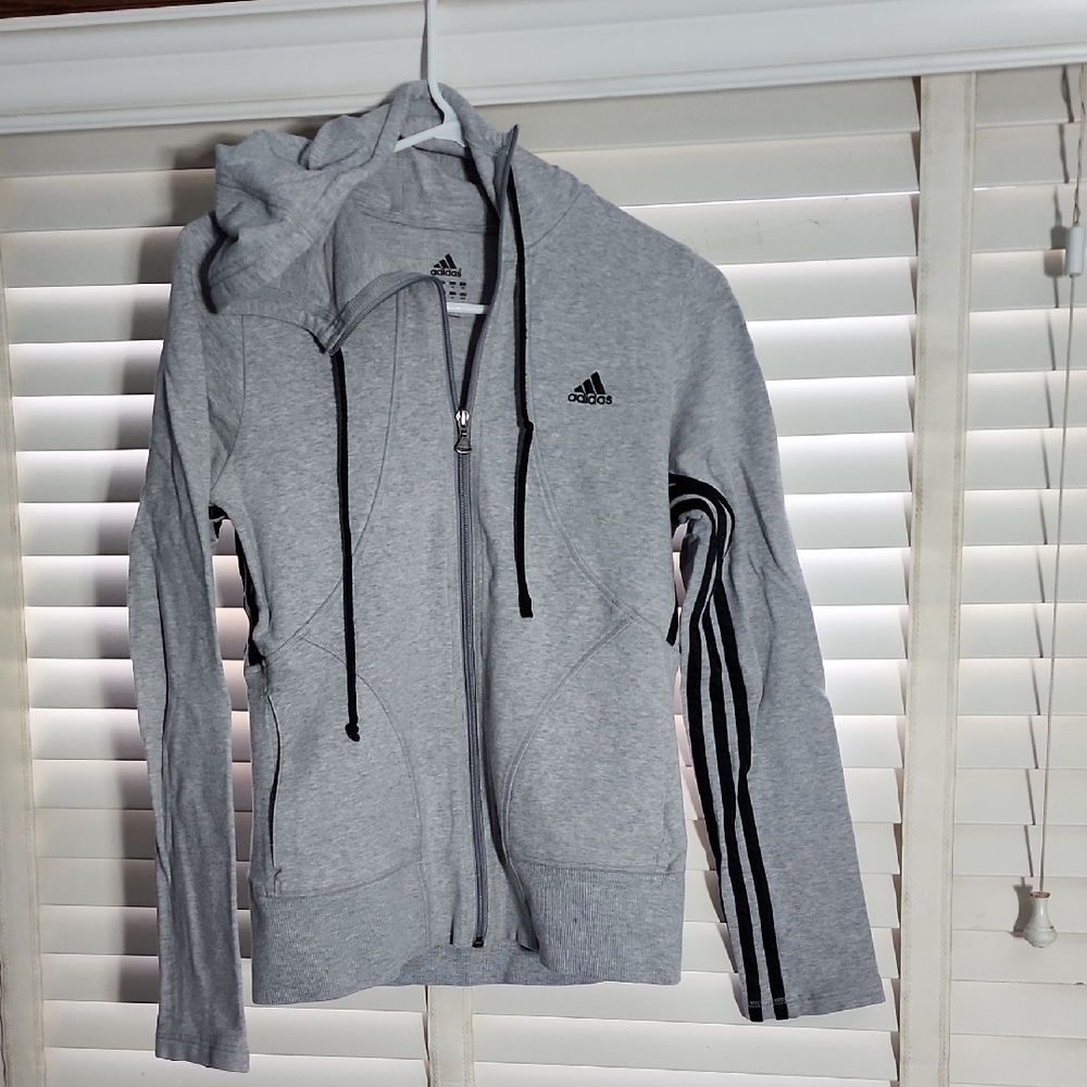Adidas Light Gray Hoodie with Black Accents